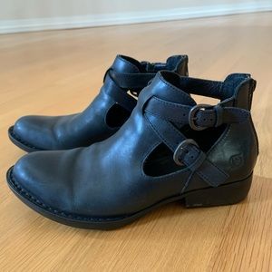 Black cut out ankle boots